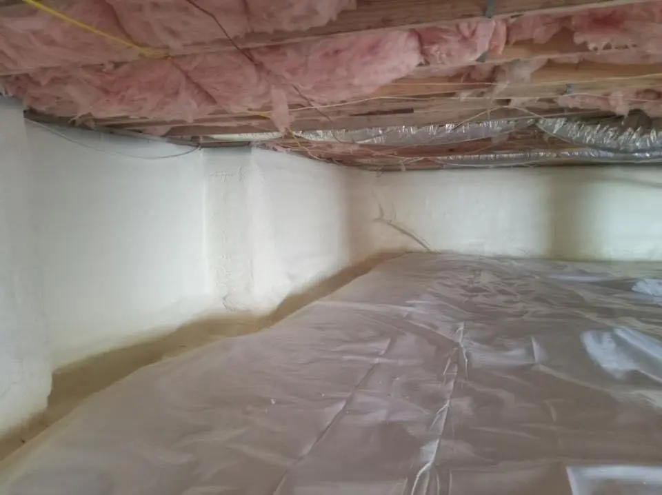 Crawl space encapsulation with closed-cell spray foam for Commercial Roof Restoration in Baton Rouge